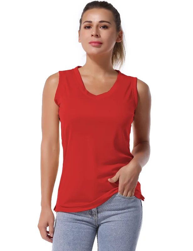 V Neck Sleeveless Athletic Shirts red