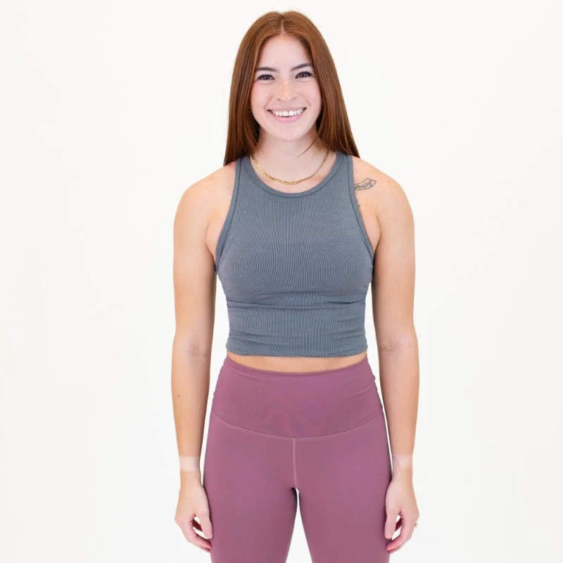 High Neck Racerback Crop Tank - Fitted