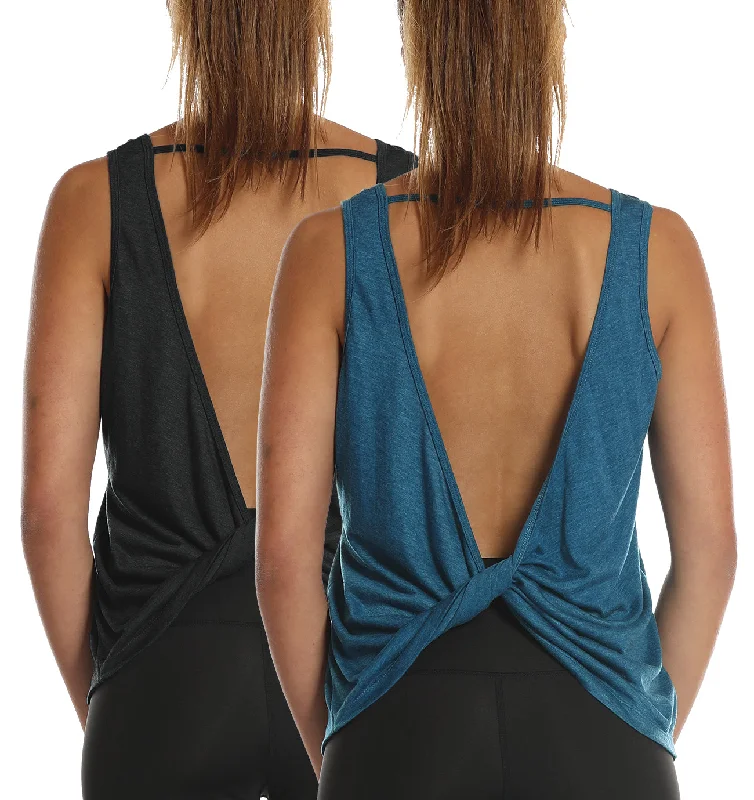 TK26 icyzone Workout Tank Tops for Women - Open Back Strappy Athletic Tanks, Yoga Tops, Gym Shirts