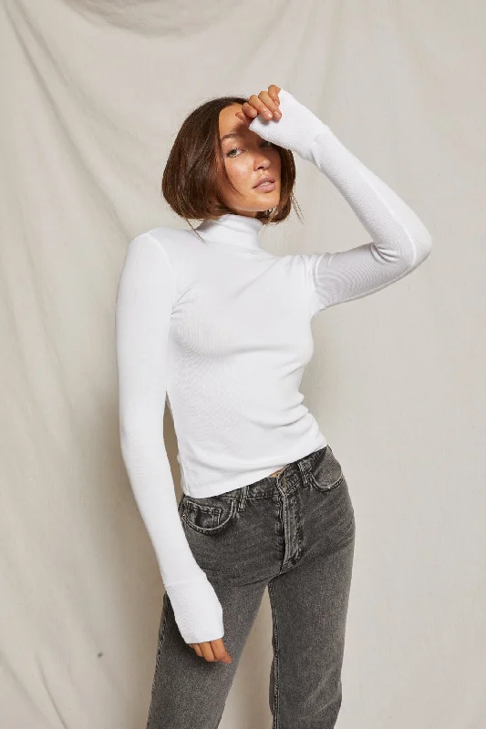 Perfectwhitetee Hayden cotton rib modal high turtleneck