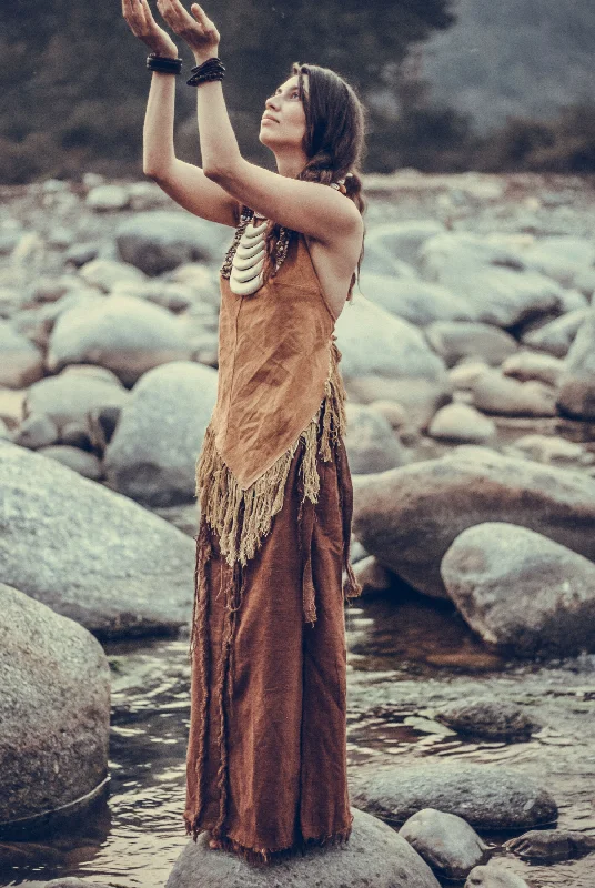 Shamanic Woman Outfit ⋙ Forest Woman Backless Halter Top + Wise Tree Skirt