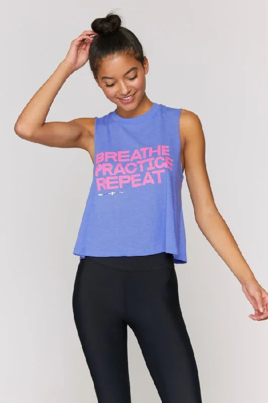 SPIRITUAL GANGSTER  // BREATHE CROP TANK - BEACH BLUE