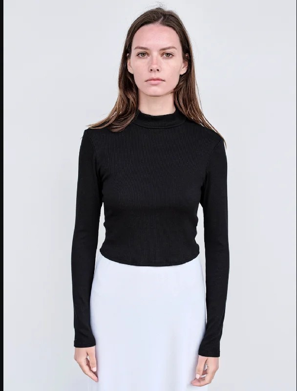 Stateside Rib Mock Neck Cropped L/S