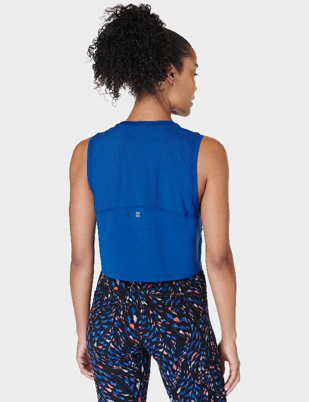 Breathe Easy Crop Muscle Vest - Lightning Blue