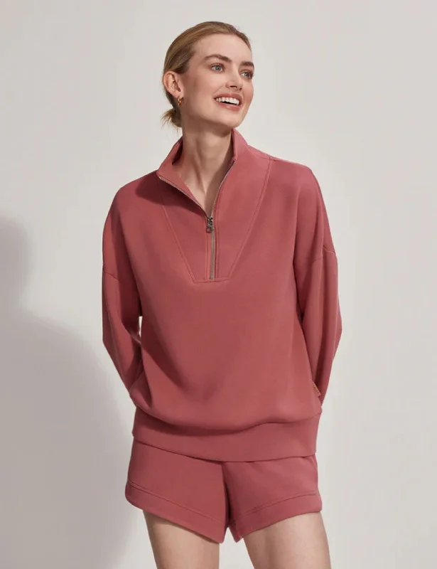 Hawley Half Zip Sweat - Withered Rose