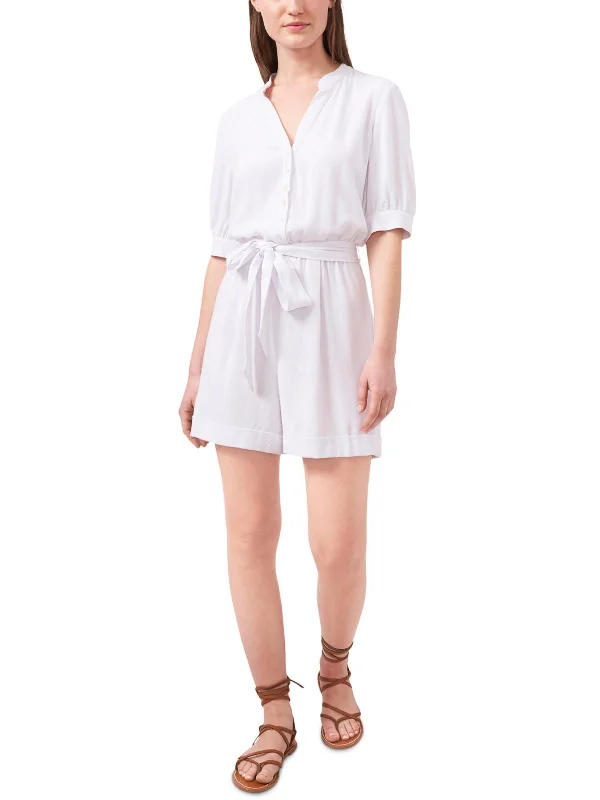 Caitlyn Womens Cuffed Belted Romper