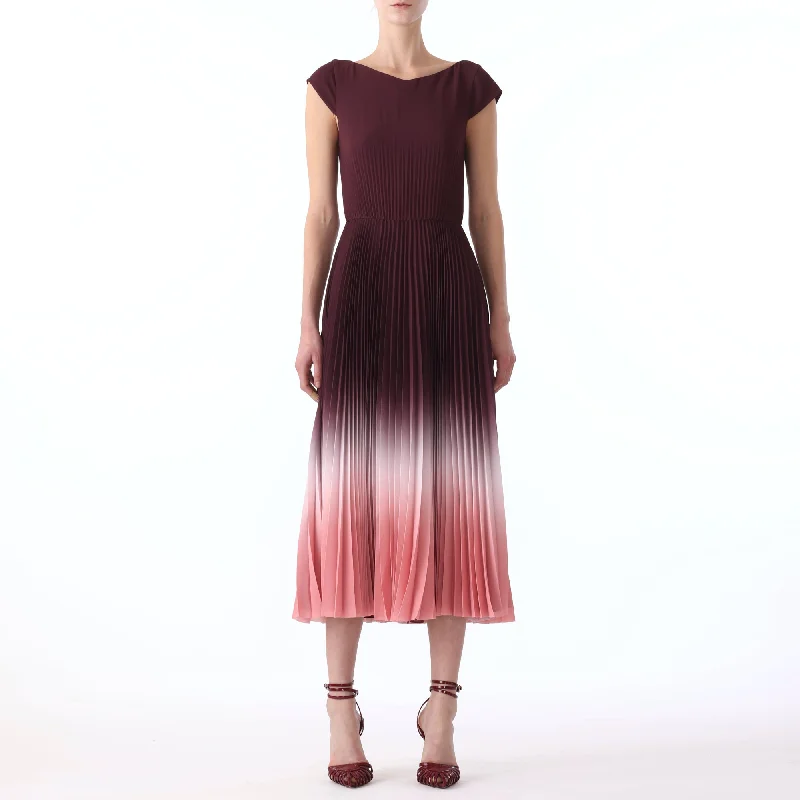 Dip Dye Marocaine Crepe Pleated Dress