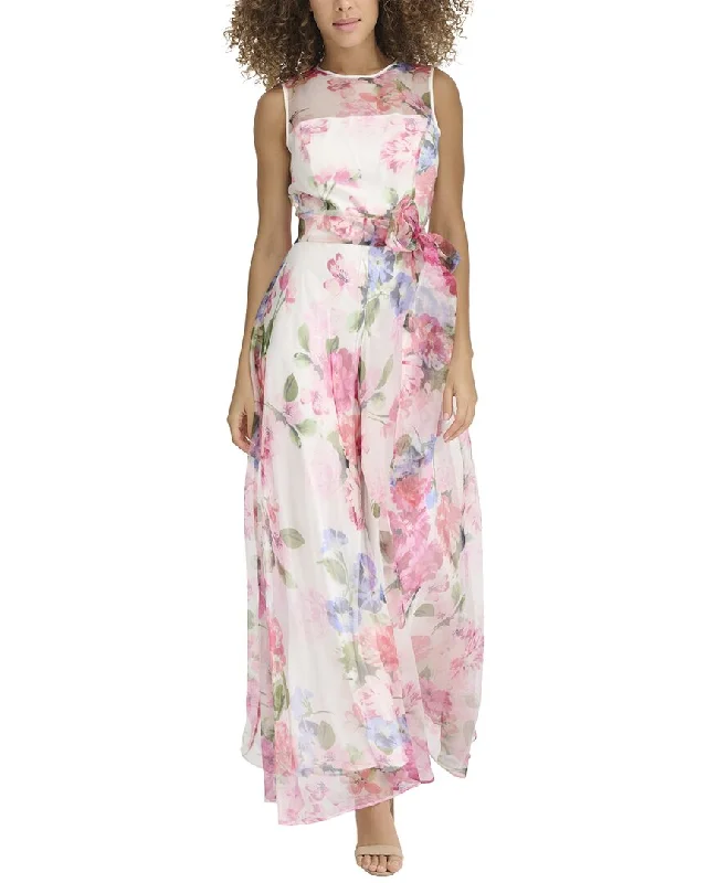 Eliza J Printed Organza Jumpsuit