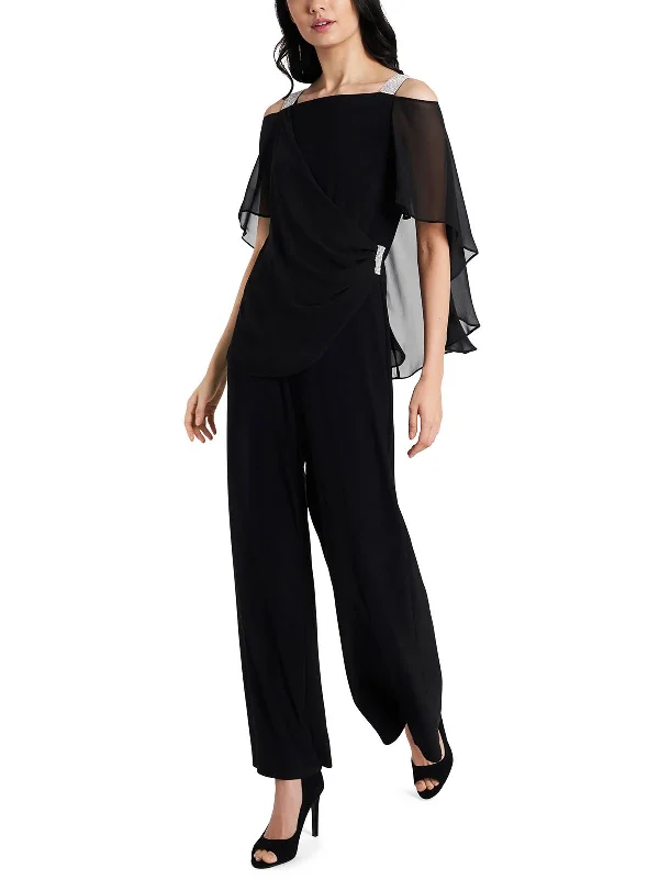 Womens Embellished Side-Drapey Jumpsuit