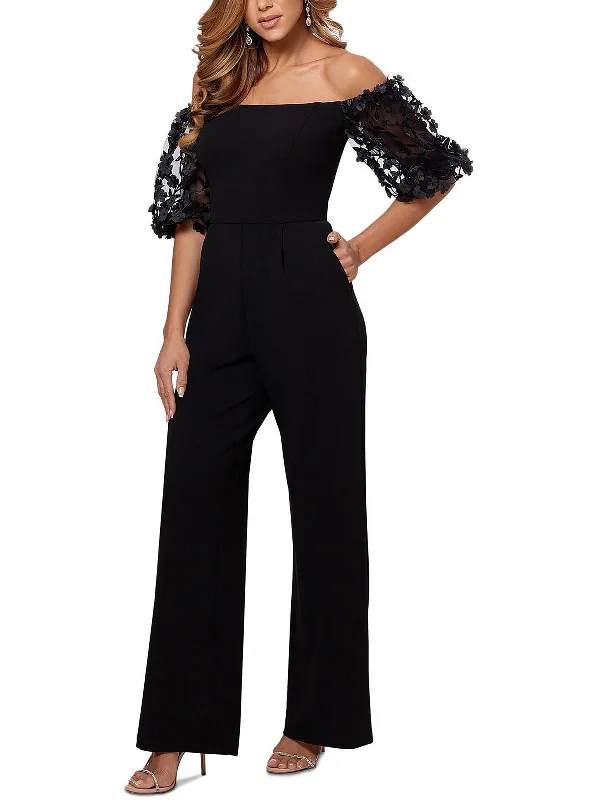 Womens Knit Off-The-Shoulder Jumpsuit