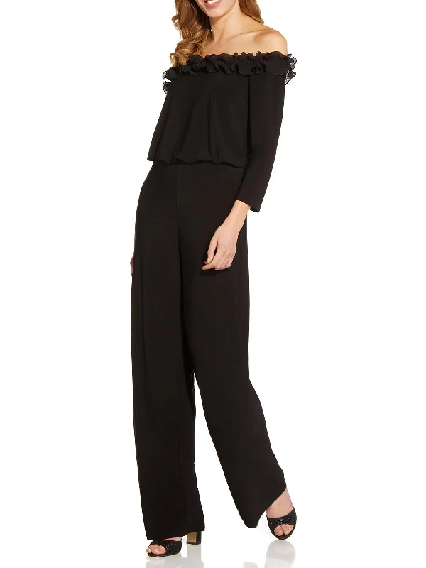 Womens Ruffled Off The Shoulder Jumpsuit